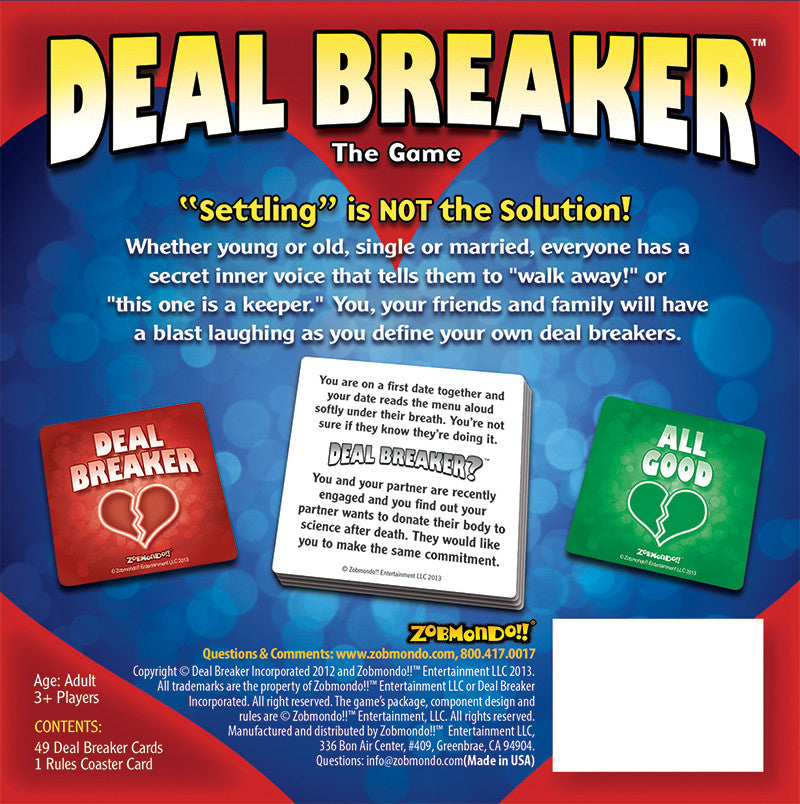 Deal Breaker the Game Zobmondo Deal Breaker the Game Zobmondo